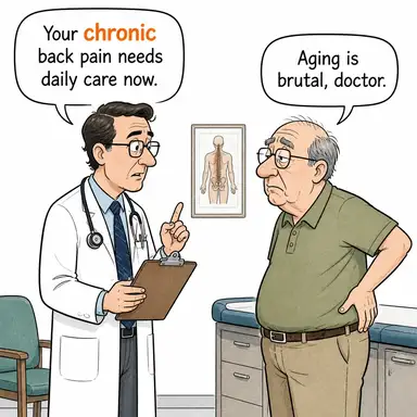 chronic (kronik, süreğen, müzmin) karikatürü — diyalogla bağlam içinde öğren