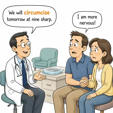 circumcise (sünnet etmek) karikatürü — diyalogla bağlam içinde öğren