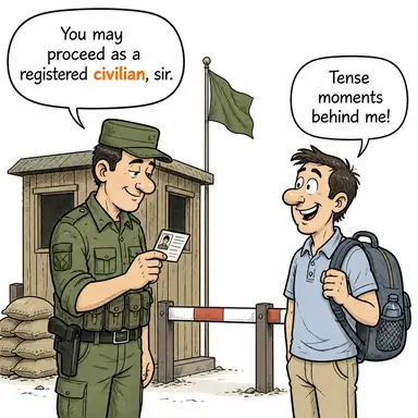civilian (sivil (asker olmayan)) karikatürü — diyalogla bağlam içinde öğren
