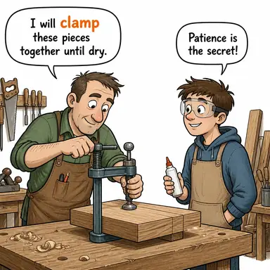 clamp (kenetlemek, sıkıştırmak) karikatürü — diyalogla bağlam içinde öğren