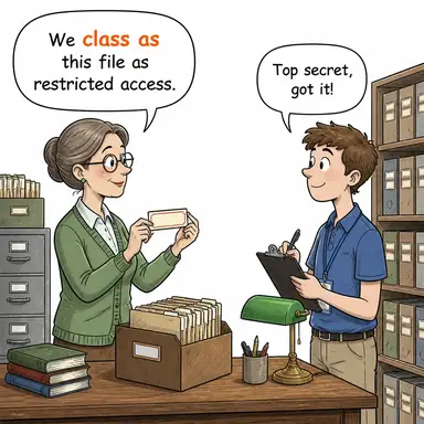class as (olarak sınıflandırmak) karikatürü — diyalogla bağlam içinde öğren