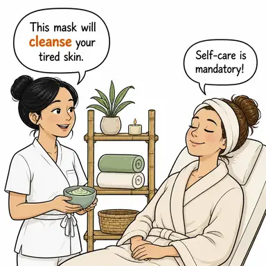 cleanse (arıtmak, temizlemek, paklamak) karikatürü — diyalogla bağlam içinde öğren