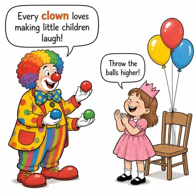 clown (palyaço, soytarı) karikatürü — diyalogla bağlam içinde öğren