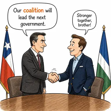 coalition (koalisyon, güç birliği) karikatürü — diyalogla bağlam içinde öğren