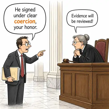 coercion (baskı, zorlama, cebr) karikatürü — diyalogla bağlam içinde öğren