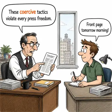 coercive (zorlayıcı, baskıcı) karikatürü — diyalogla bağlam içinde öğren