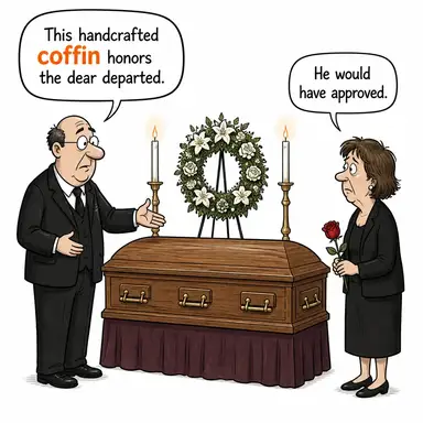 coffin (tabut) karikatürü — diyalogla bağlam içinde öğren
