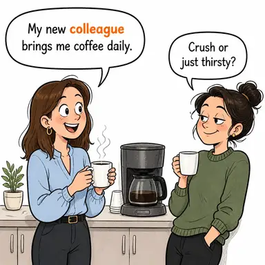 colleague (meslektaş, iş arkadaşı) karikatürü — diyalogla bağlam içinde öğren