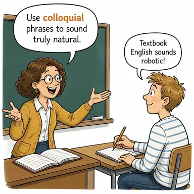 colloquial (konuşma diline ait, günlük dilde kullanılan) karikatürü — diyalogla bağlam içinde öğren