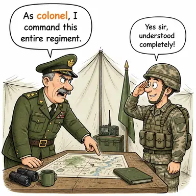colonel (albay) karikatürü — diyalogla bağlam içinde öğren
