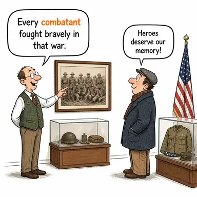 combatant (savaşçı, muharip) karikatürü — diyalogla bağlam içinde öğren