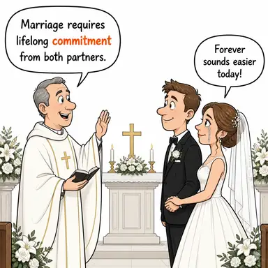 commitment (bağlılık, taahhüt, sorumluluk) karikatürü — diyalogla bağlam içinde öğren