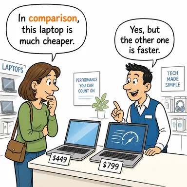 comparison (karşılaştırma, kıyas) karikatürü — diyalogla bağlam içinde öğren
