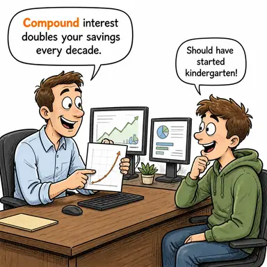 compound (bileşik; (sorunu) katlayarak büyütmek/ağırlaştırmak; yerleşke) karikatürü — diyalogla bağlam içinde öğren
