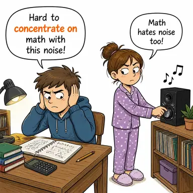 concentrate on (odaklanmak, yoğunlaşmak) karikatürü — diyalogla bağlam içinde öğren