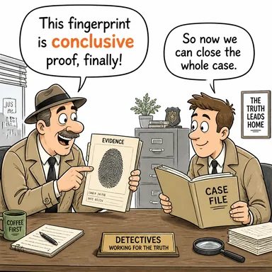 conclusive (kesin, nihai, inandırıcı (kanıt)) karikatürü — diyalogla bağlam içinde öğren