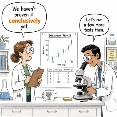 conclusively (kesin olarak, tartışmasız bir şekilde) karikatürü — diyalogla bağlam içinde öğren