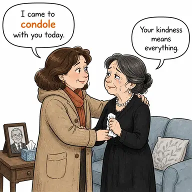 condole (başsağlığı dilemek, acısını paylaşmak) karikatürü — diyalogla bağlam içinde öğren