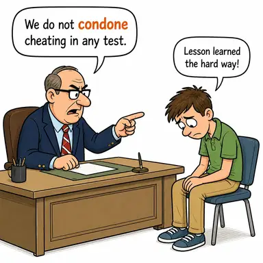 condone (göz yummak, hoş görmek (kötü bir şeyi)) karikatürü — diyalogla bağlam içinde öğren