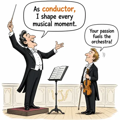 conductor (iletken (madde), orkestra şefi) karikatürü — diyalogla bağlam içinde öğren