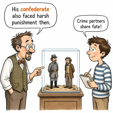 confederate (müttefik, suç ortağı) karikatürü — diyalogla bağlam içinde öğren