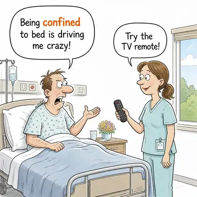 confined (kısıtlı, kapalı, sınırlı) karikatürü — diyalogla bağlam içinde öğren