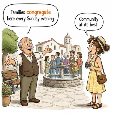 congregate (toplanmak, bir araya gelmek) karikatürü — diyalogla bağlam içinde öğren
