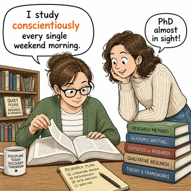 conscientiously (vicdanla, titizlikle) karikatürü — diyalogla bağlam içinde öğren