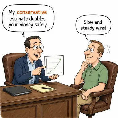 conservative (muhafazakar, tutucu, (tahmin için) temkinli) karikatürü — diyalogla bağlam içinde öğren