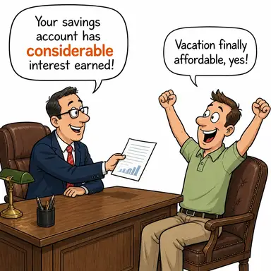 considerable (hatırı sayılır, önemli, kayda değer) karikatürü — diyalogla bağlam içinde öğren