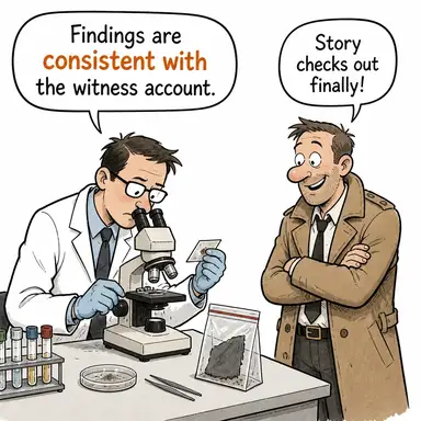 consistent with (tutarlı, uyumlu) karikatürü — diyalogla bağlam içinde öğren