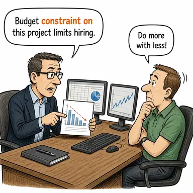 constraint on (kısıtlama, baskı, engel) karikatürü — diyalogla bağlam içinde öğren