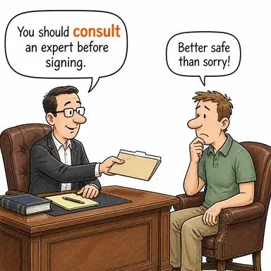 consult (danışmak, başvurmak) karikatürü — diyalogla bağlam içinde öğren