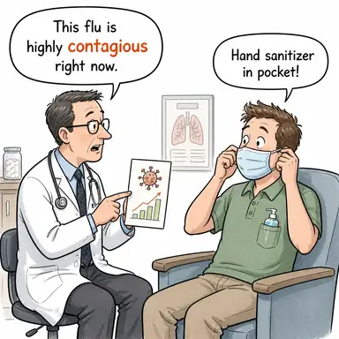 contagious (bulaşıcı) karikatürü — diyalogla bağlam içinde öğren