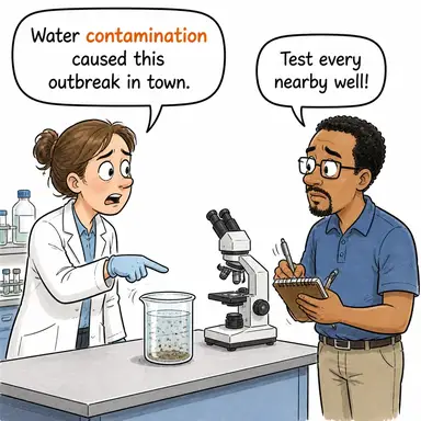 contamination (kirlilik, kirlenme, bulaşma) karikatürü — diyalogla bağlam içinde öğren