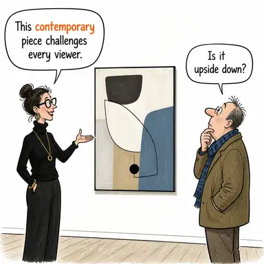contemporary (çağdaş, modern, aynı dönemde yaşayan) karikatürü — diyalogla bağlam içinde öğren