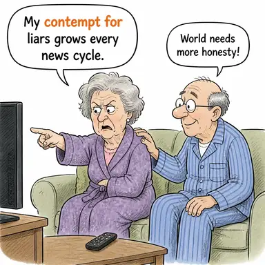 contempt for (aşağılama, hor görme, küçümseme) karikatürü — diyalogla bağlam içinde öğren