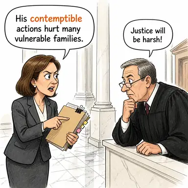 contemptible (aşağılık, rezil, hor görülmeye layık) karikatürü — diyalogla bağlam içinde öğren